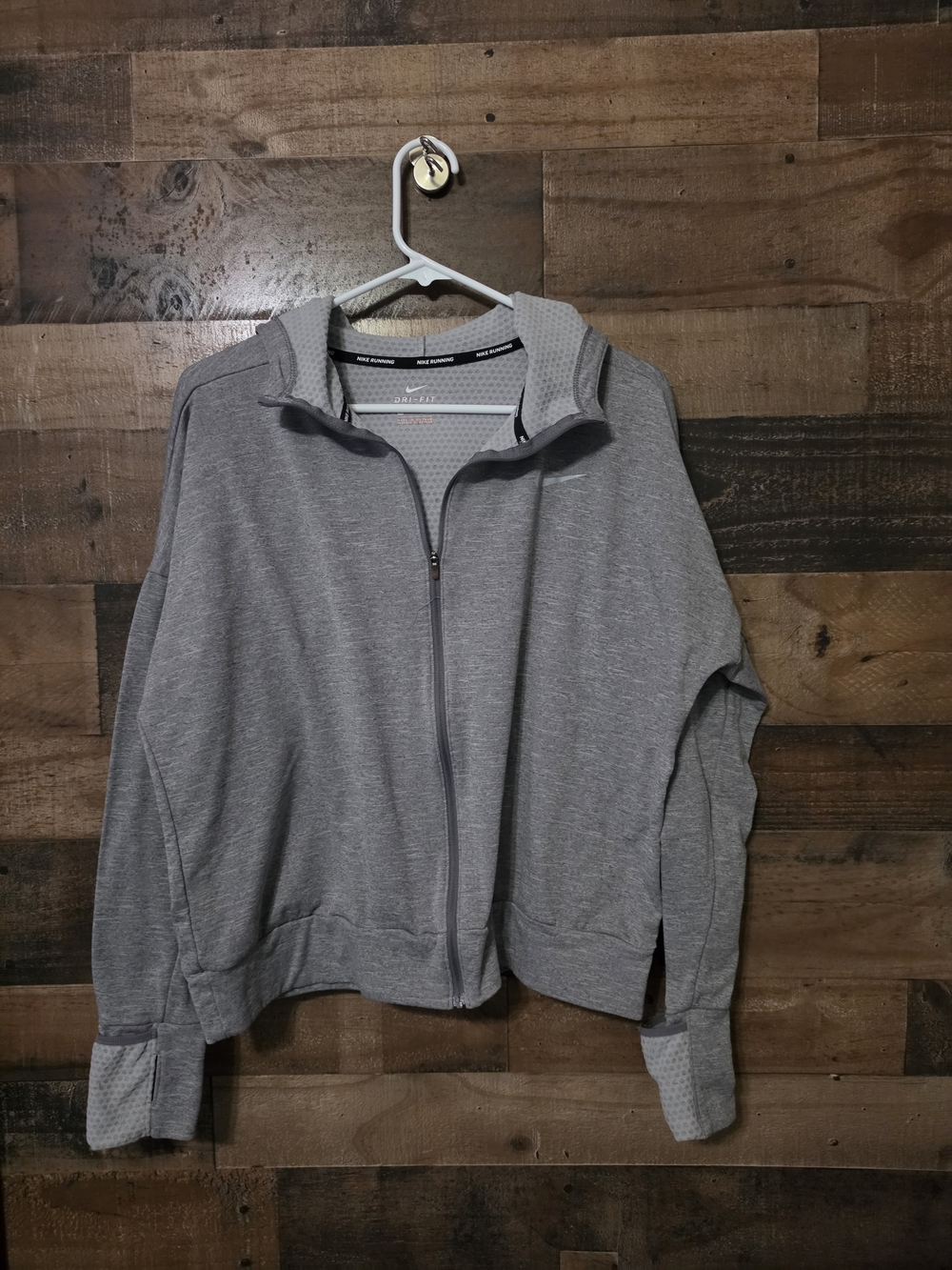 Nike Women's Light Gray Hooded Zip  Jacket